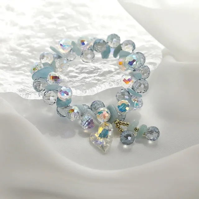 New Fashion Love Crystal Bracelet Women's Fashion Design Feeling Cold Style Blue - Shop at LoveMi