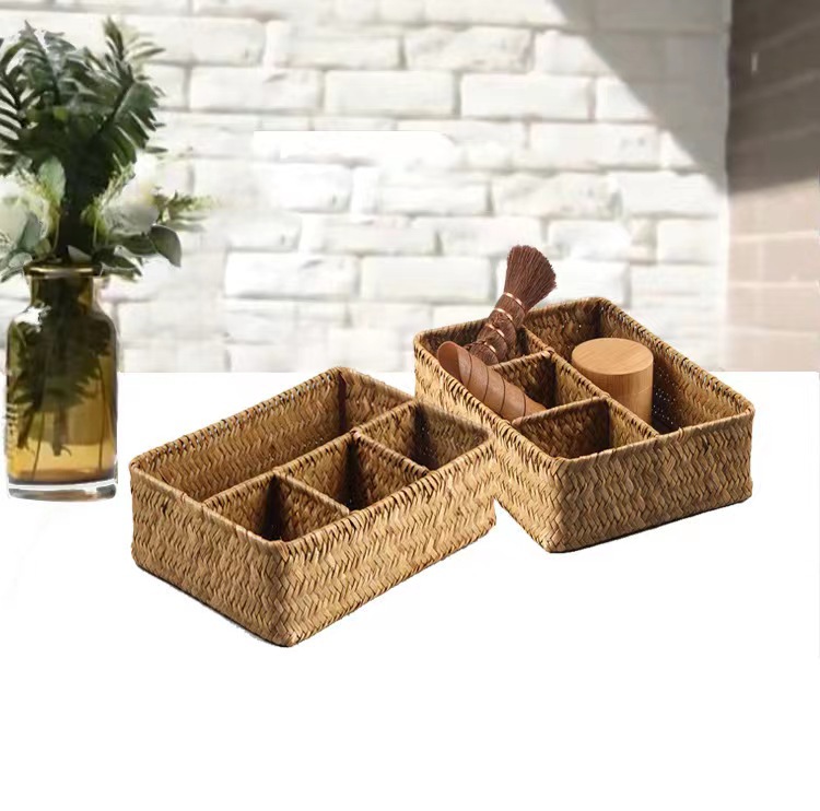 Title 1, Seaweed Weaved Storage Basket Office Desktop Su...