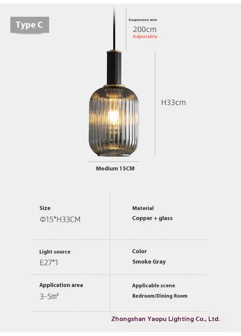 Bedroom Homestay Hotel Bar Glass Single Head Modern Personality Small Droplight