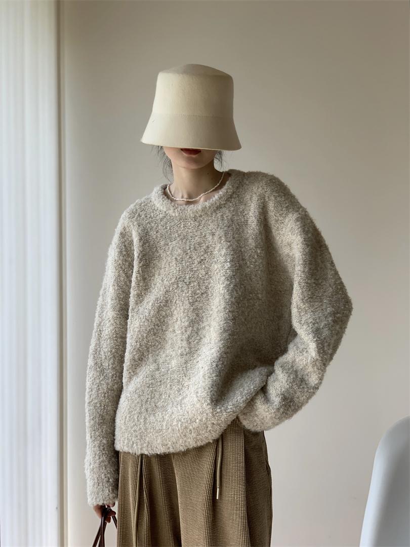 Title 4, Color Round Neck Pullover Furry Vintage Wool Ci...