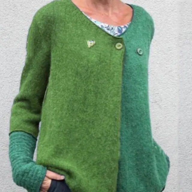 Women's Small Top Contrast Color Casual Knitted Top Green - Shop at LoveMi
