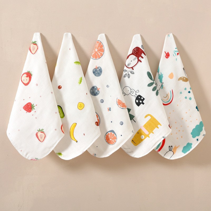 Square Cloth Handkerchief Absorbent Cartoon Kids Small Towel