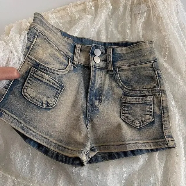 Retro American Style High Waisted Denim Hot Shorts For Women Blue - Shop at LoveMi