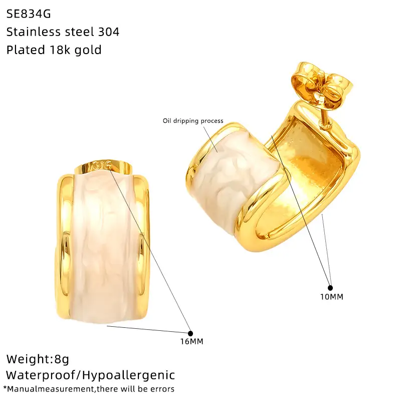 Fashion Stainless Steel Dripping Stud Earrings Women's Simple