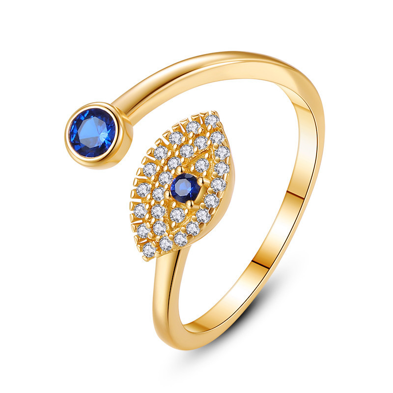 Sterling Silver Ring Open Ring Micro-inlaid Ornament