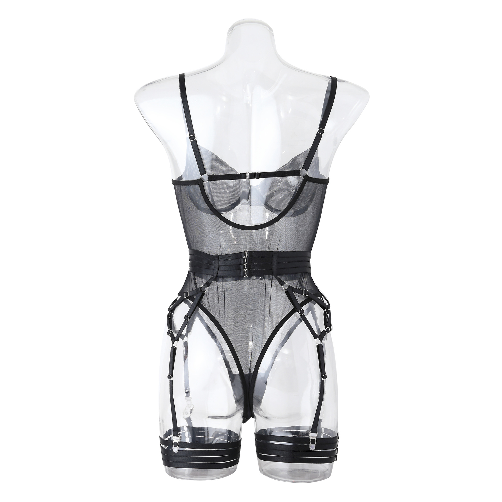 Title 8, Sexy Mesh Gloves Belt Garter Buckle Open Gear H...