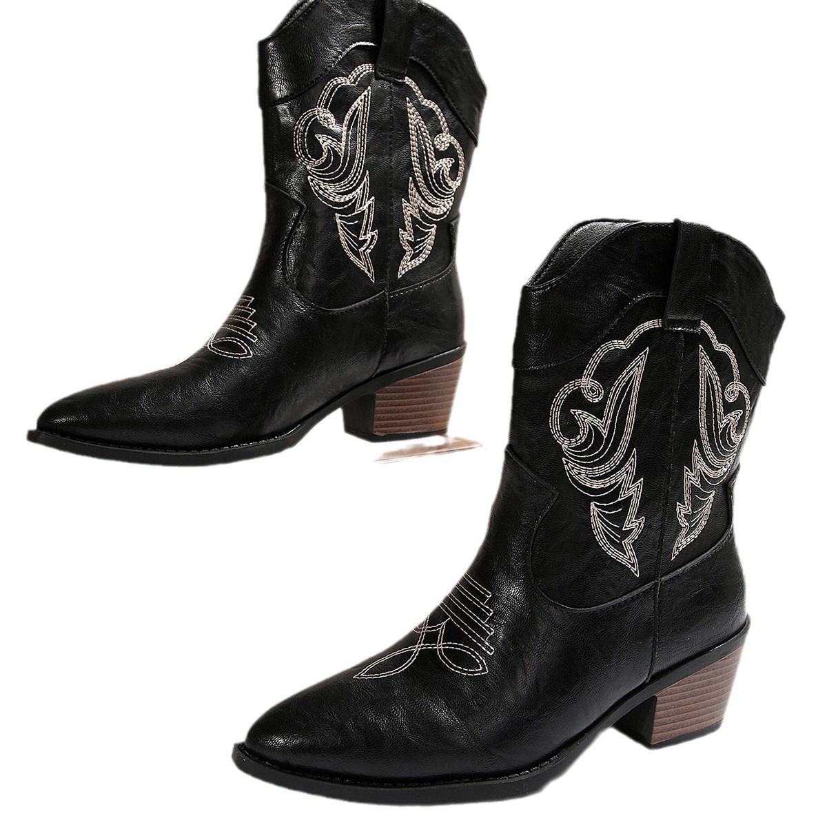 Embroidered Mid-Calf Western Boots, picture 2 of 6