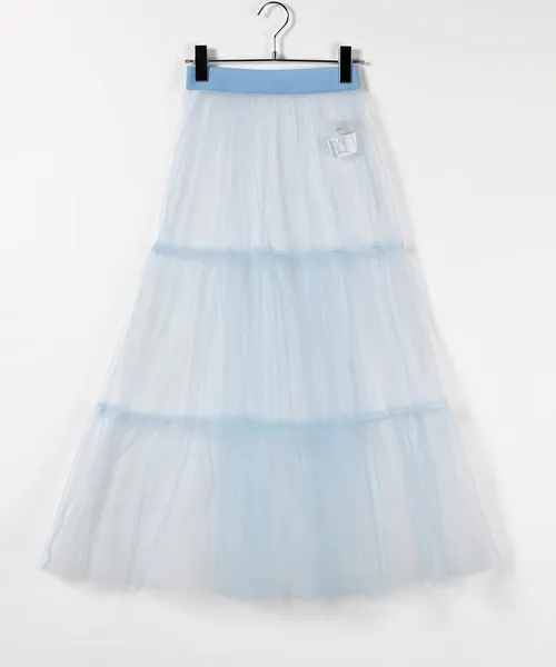 Women's Fashion Mesh A- Line Skirt - Blue