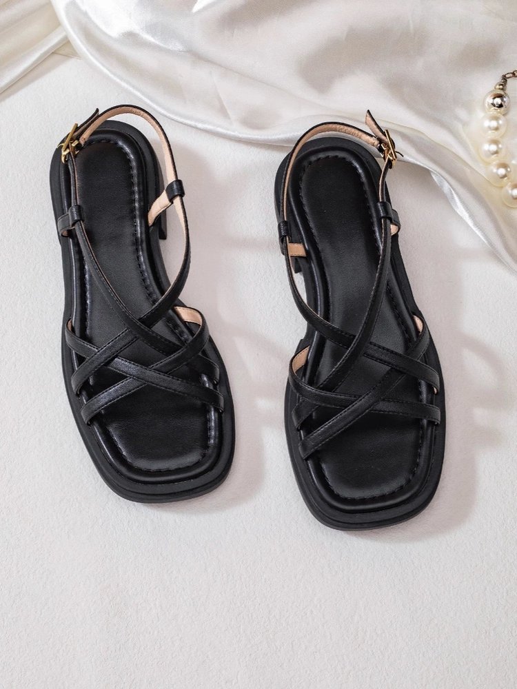 Faux Leather Crisscross Sandals, picture 4 of 6