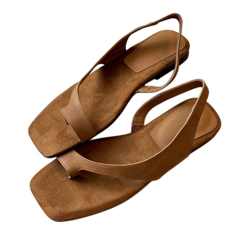 Square-Toe Flat Sandals