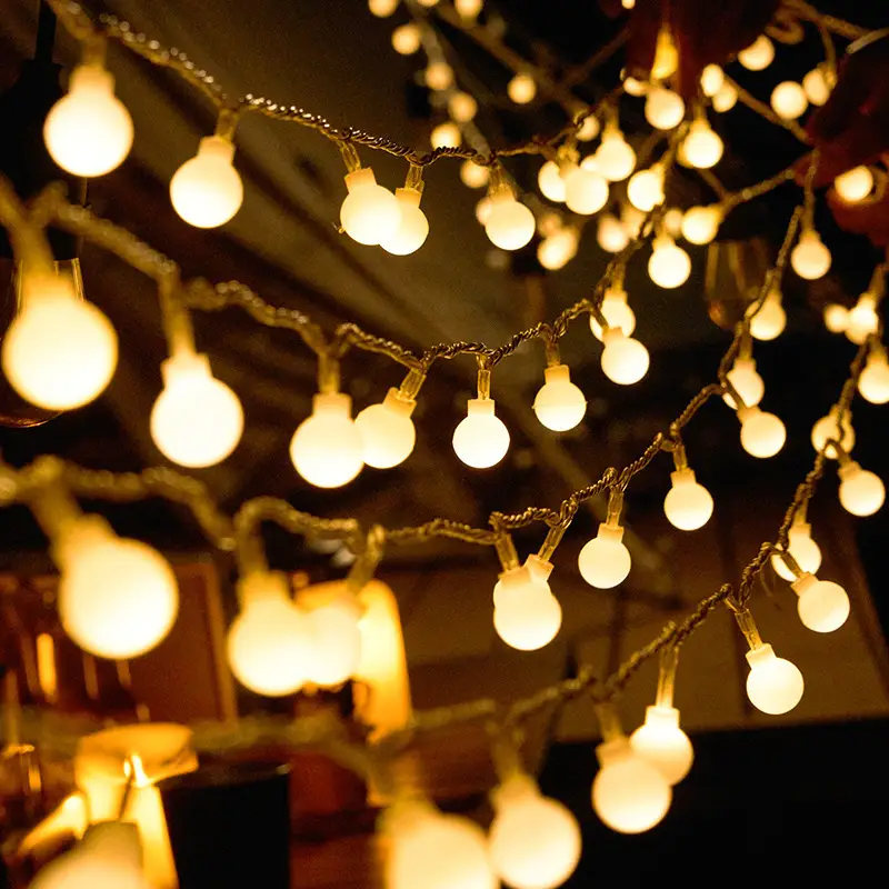 Solar Powered LED String Lights - Waterproof Bubble Globe Lights for Outdoor Decoration and Camping Ambient Lighting