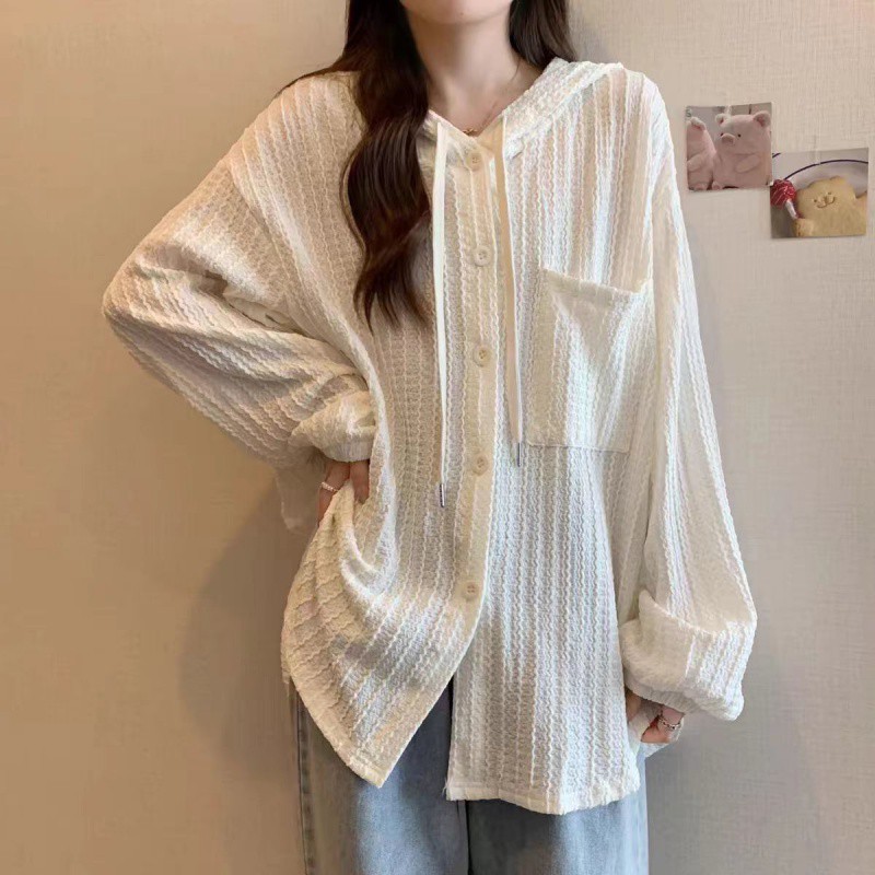 Plus Size 15000kg Hooded Slimming Long Sleeves Mid-length Casual Top
