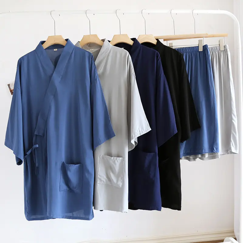 Men's Cotton Silk Summer Short Sleeve Shorts