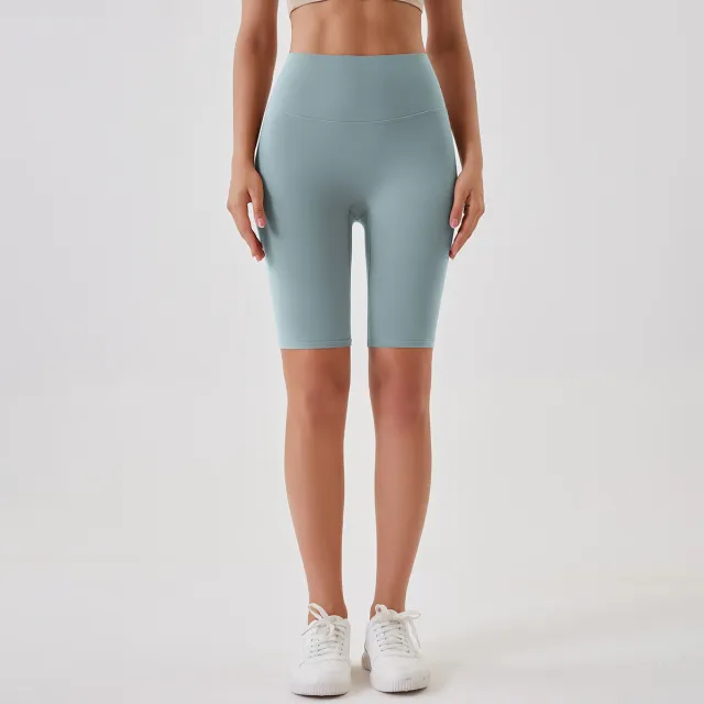 Breathable Double sided Brushed Yoga Shorts 6618 Fifth Pants Denim Blue - Shop at LoveMi