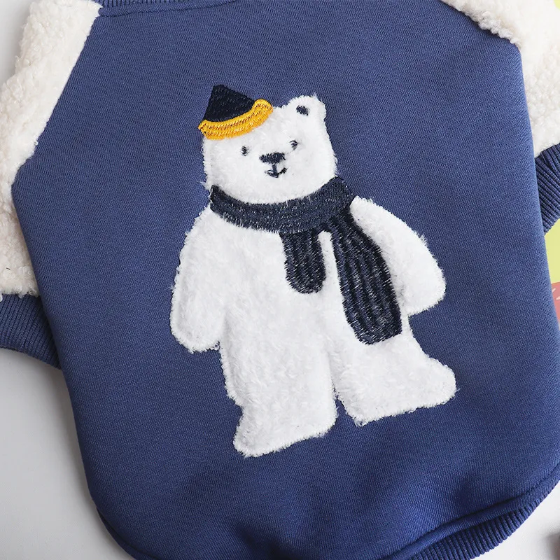 Pet Clothes Winter Fleece-lined Thick Style - Dark Blue