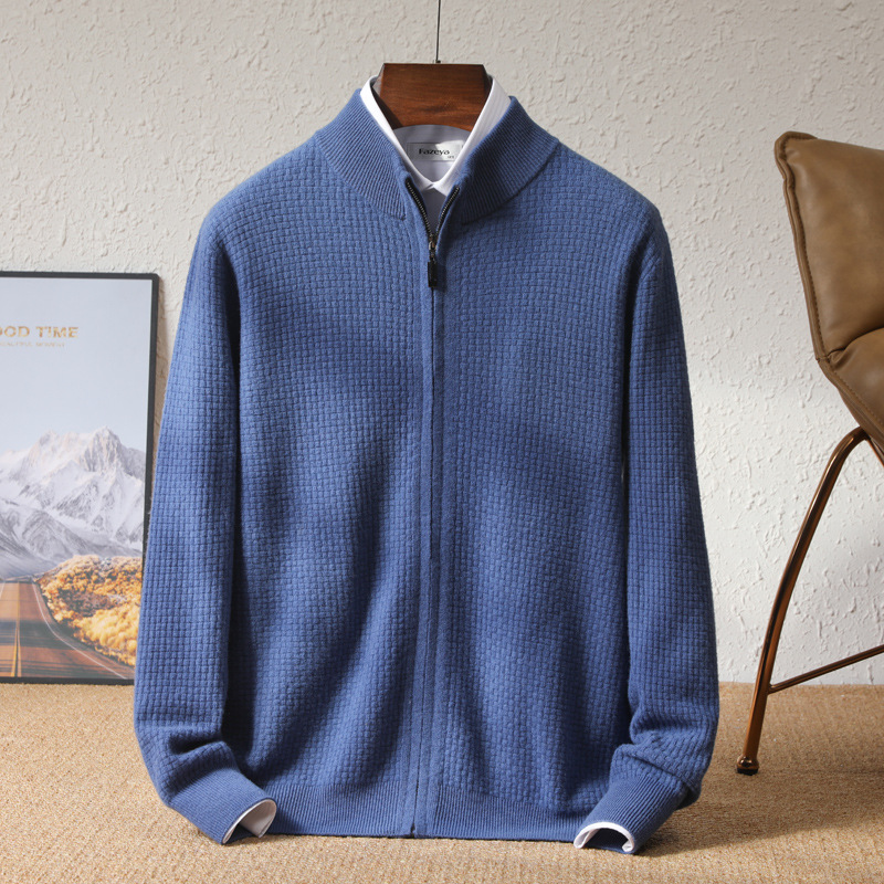 Men’s Stand Collar Zipper Cardigan