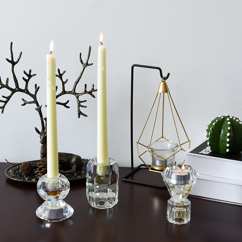 Crystal Glass Candle Holder Set