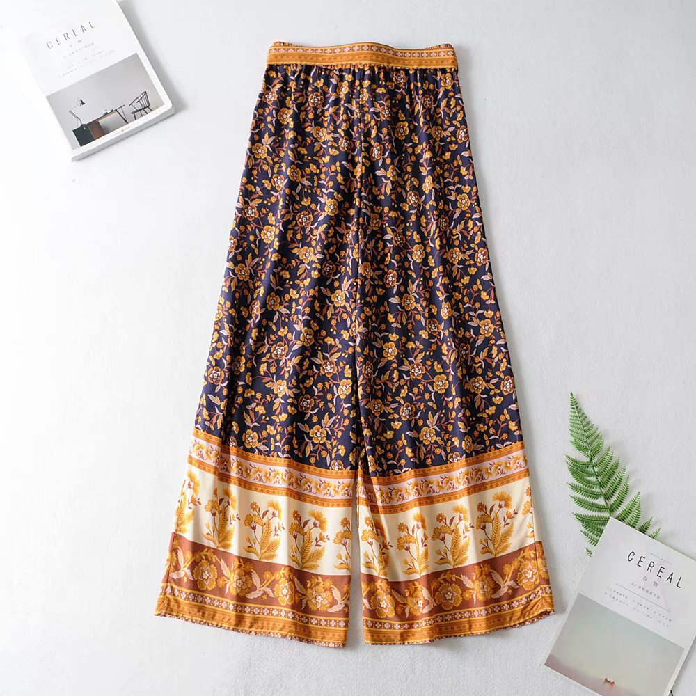 Title 12, European And American Cotton Print Wide Leg Pan...