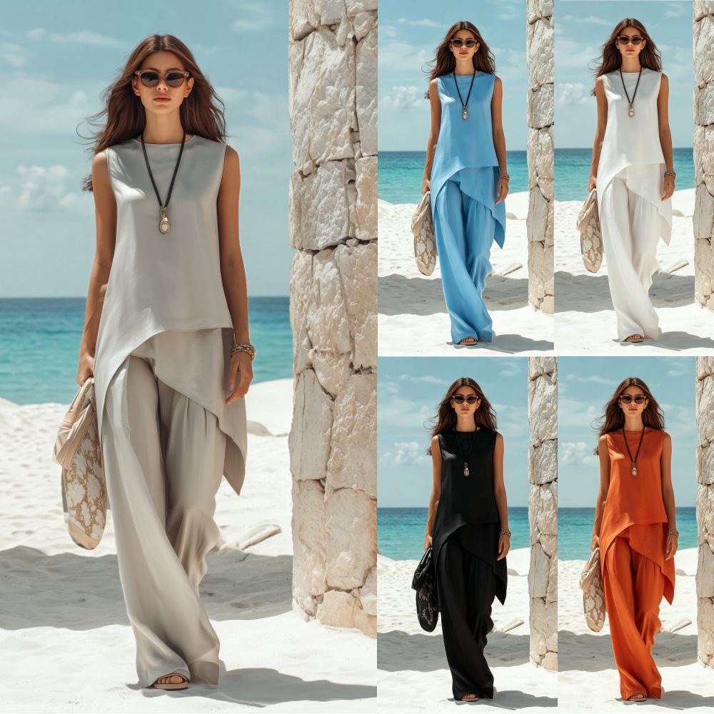 Womens Sleeveless Loose Casual Pants Set