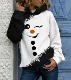 Printed Urban Casual Hooded Pullover Women's Sweater - Tmw16523-4Xl - View 1