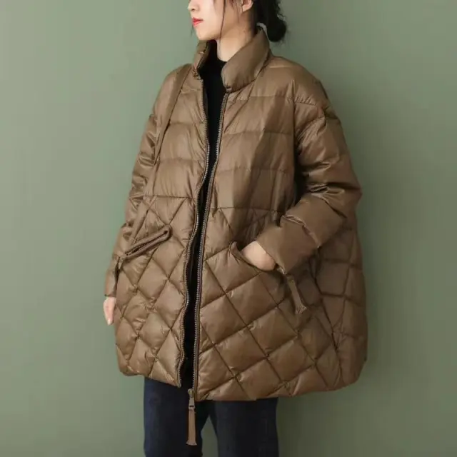 Loose Plus Size Casual Mid length Cotton And Thickening Cotton padded Coat Caramel Color - Shop at LoveMi