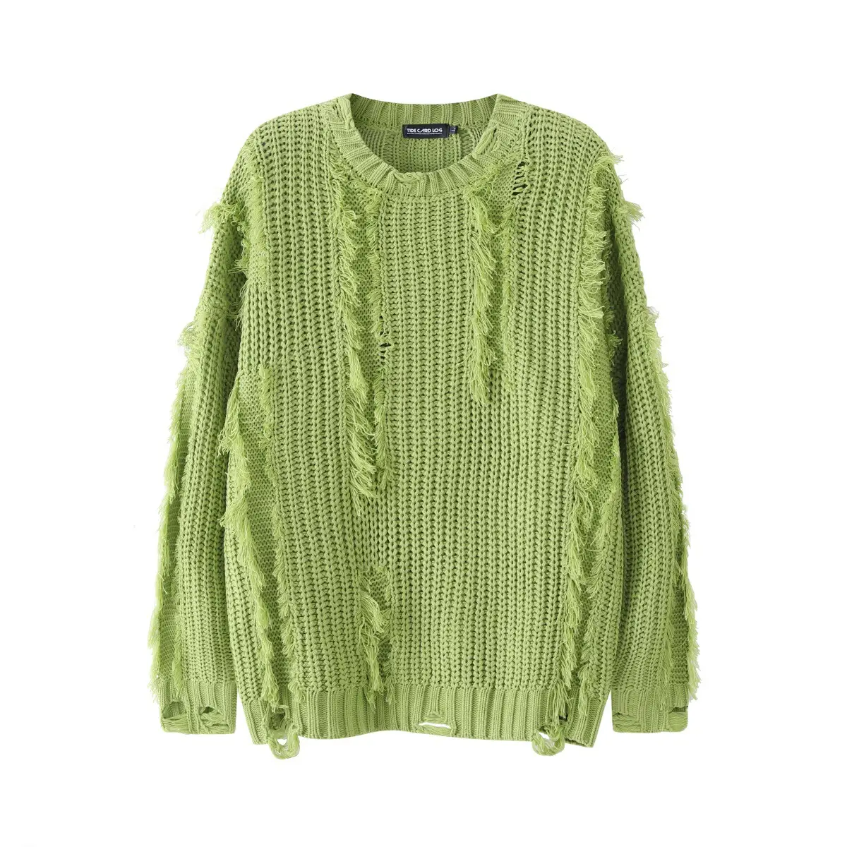 Retro Twist Ripped Pullover Lazy And Loose Sweater