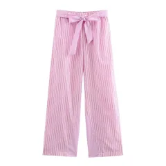 Women's Fashion Lapel Long-sleeved Pocket Striped Short Shirt - Pants - View 1