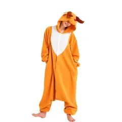 Cute Thick Warm Loungewear Polar Fleece Christmas Deer - Orange Christmas Deer - View 1