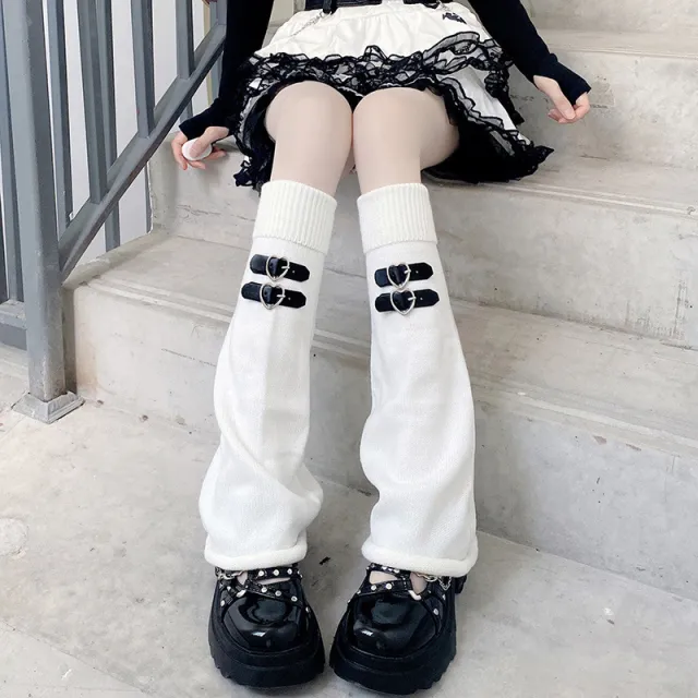 Ballet Style Mary Jane White Lace Bow Calf Socks White And Black Leather Ring - Shop at LoveMi
