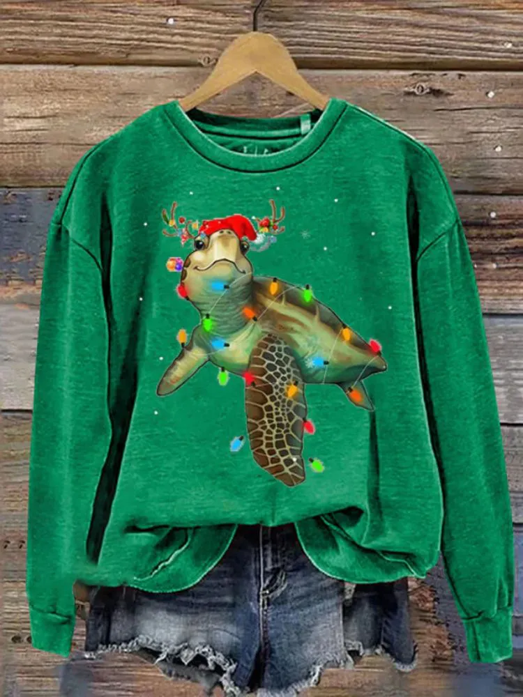 Women's Sweater 3D Digital Christmas Series Printed Crew Neck Sweatshirt - Hy2410171101146