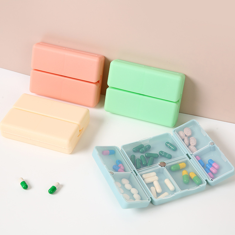 Portable Dispensing Pp Magnetic Flip Storage Mini Seal 7-grid Pill Box For Seven Days A Week