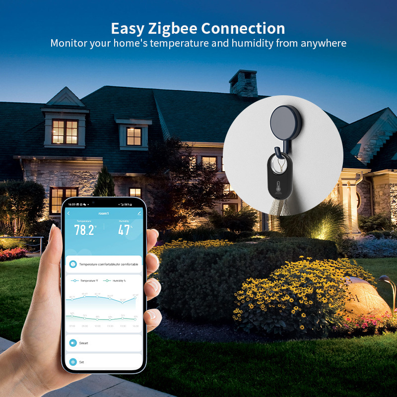 Tuya Temperature And Humidity Sensor Wireless Graffiti Zigbee Temperature Moisture Meter
