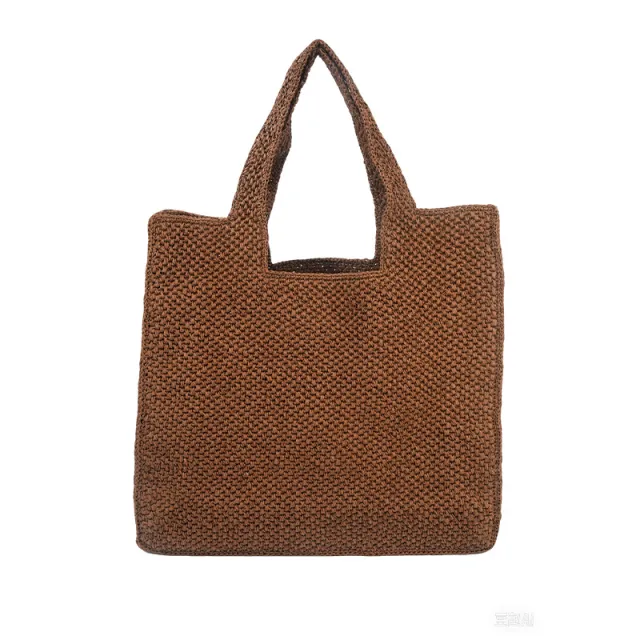 Holiday Straw Woven Bag Woven Commuter Tote Bucket Bag Coffee - Shop at LoveMi