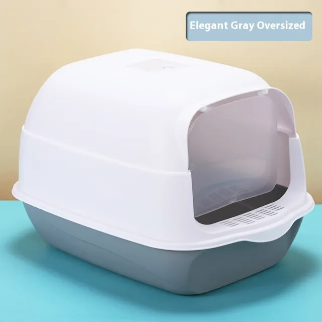 Litter Box Fully Enclosed Cat Toilet Gray - Shop at LoveMi