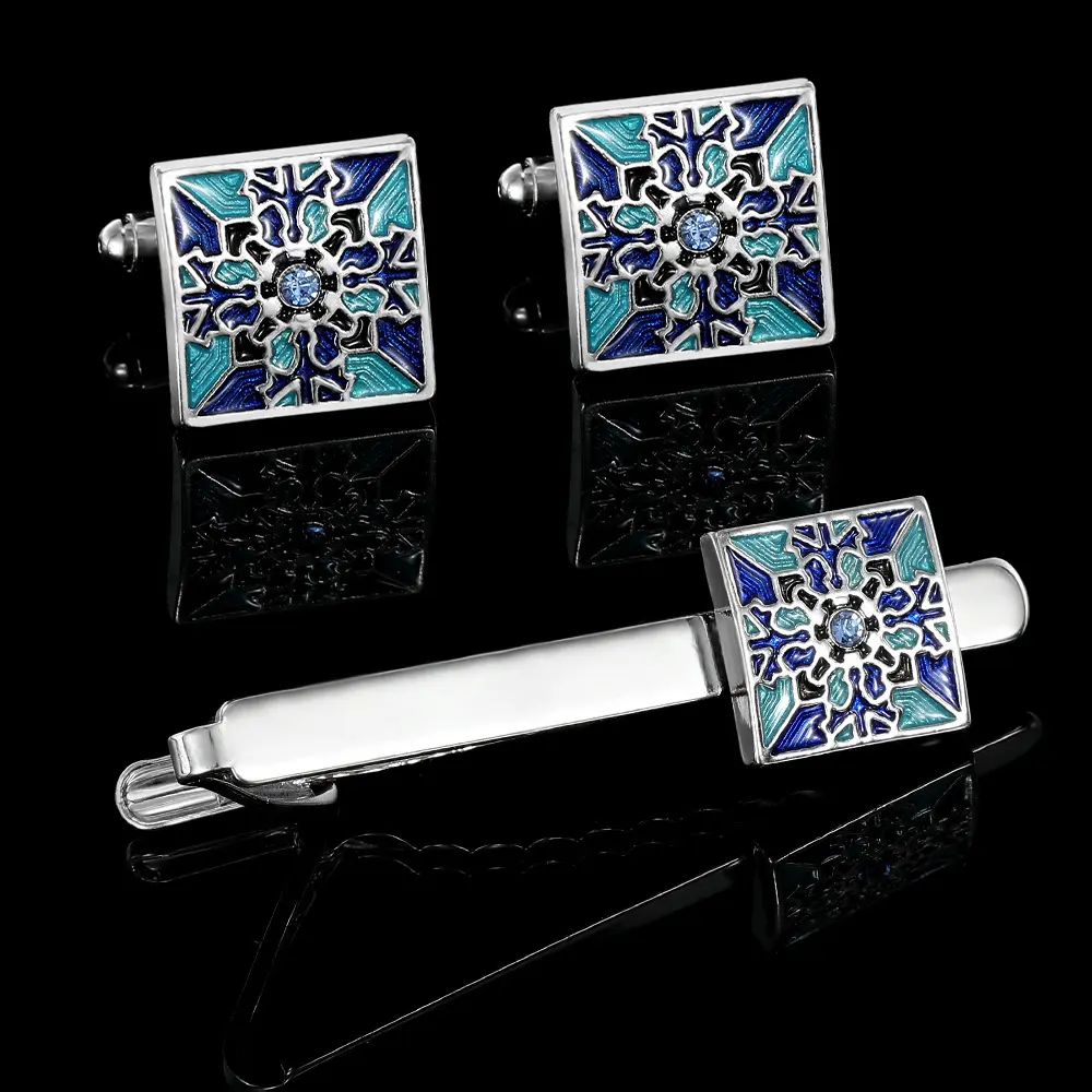 Creative Blue Pattern Cufflinks Men And Women