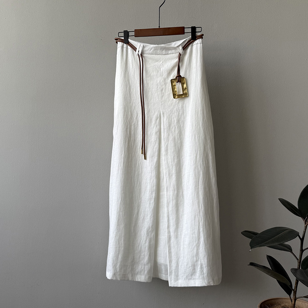 Korean Style V neck Shirt Long A Line Skirt Skirt Without Belt - Shop at LoveMi