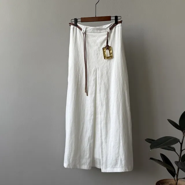 Korean Style V neck Shirt Long A Line Skirt Skirt Without Belt - Shop at LoveMi