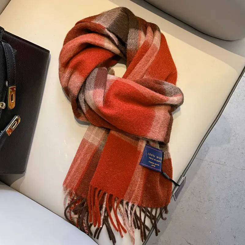 Wool Scarf Men's Winter Red