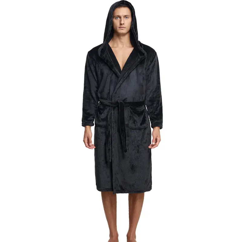 Couple Hooded Flannel Robes for Autumn and Winter