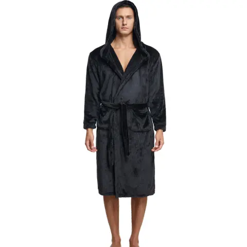 Couple Hooded Flannel Robes for Autumn and Winter