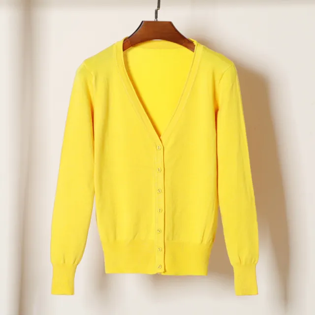 Women's Sweater Cardigan Large Sweater Coat Short Top Bright Yellow - Shop at LoveMi