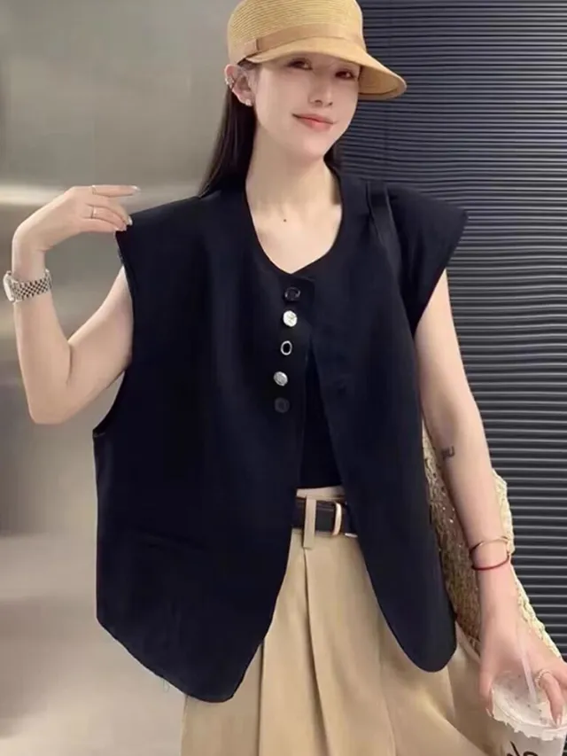 Vest Fashionable High grade Slimming Temperament Female Black - Shop at LoveMi
