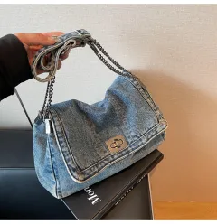Summer New Fashion Chain Bag Large Capacity Shoulder Messenger Bag - Blue - View 1