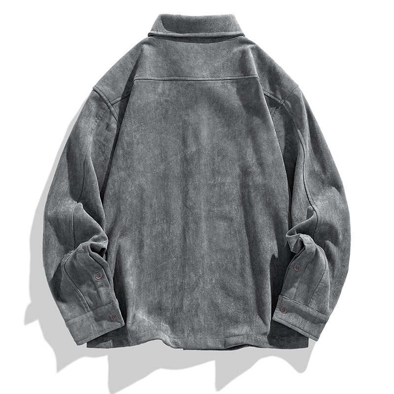 Solid Color American Retro Velvet Shirt Men's Long Sleeve Couple Shirt Coat