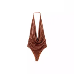 Pure Colour Halter Bottoming Sleeveless Jumpsuit - Caramel Colour - View 1