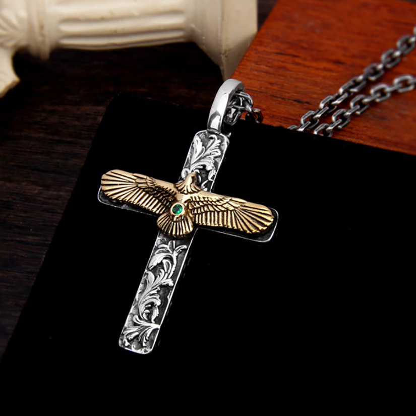 Retro Tang Grass Cross Necklace For Women