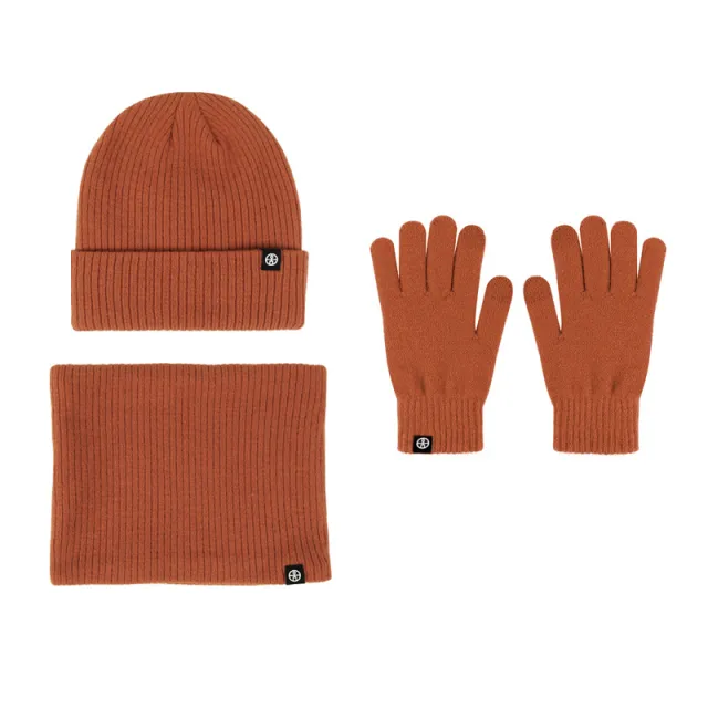Alpaca Fleecefiber Wool Hat Scarf Gloves Three piece Set Orange Three Piece Set - Shop at LoveMi