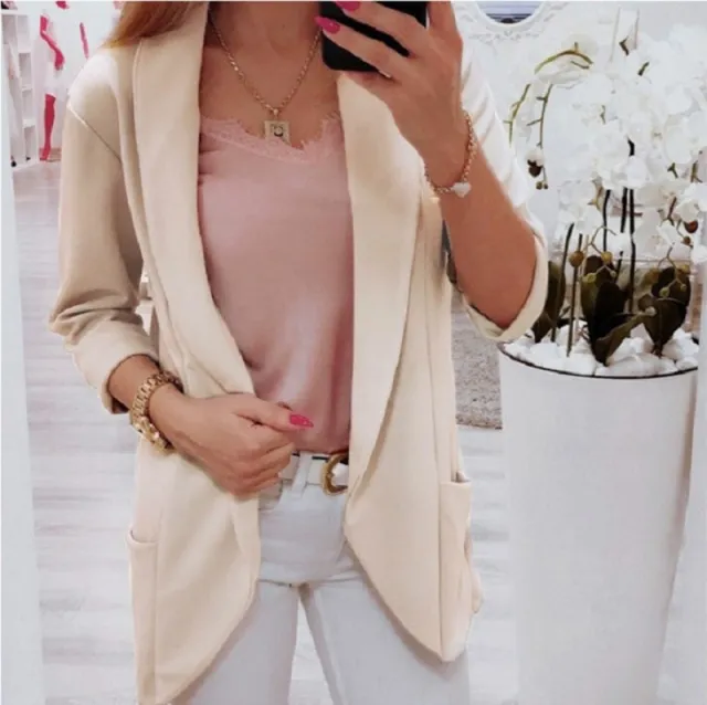 Long Sleeve Fashion Small Suit Coat For Women Apricot - Shop at LoveMi