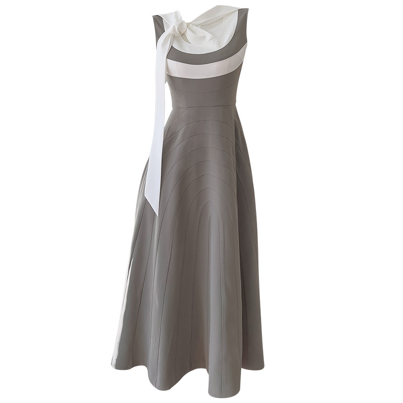 Women's French Retro Contrast Color Sleeveless Dress