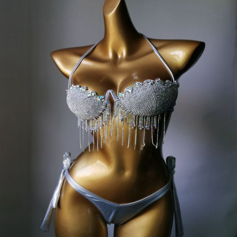 Women's Diamond Swimsuit Tassel Bikini - Image 6
